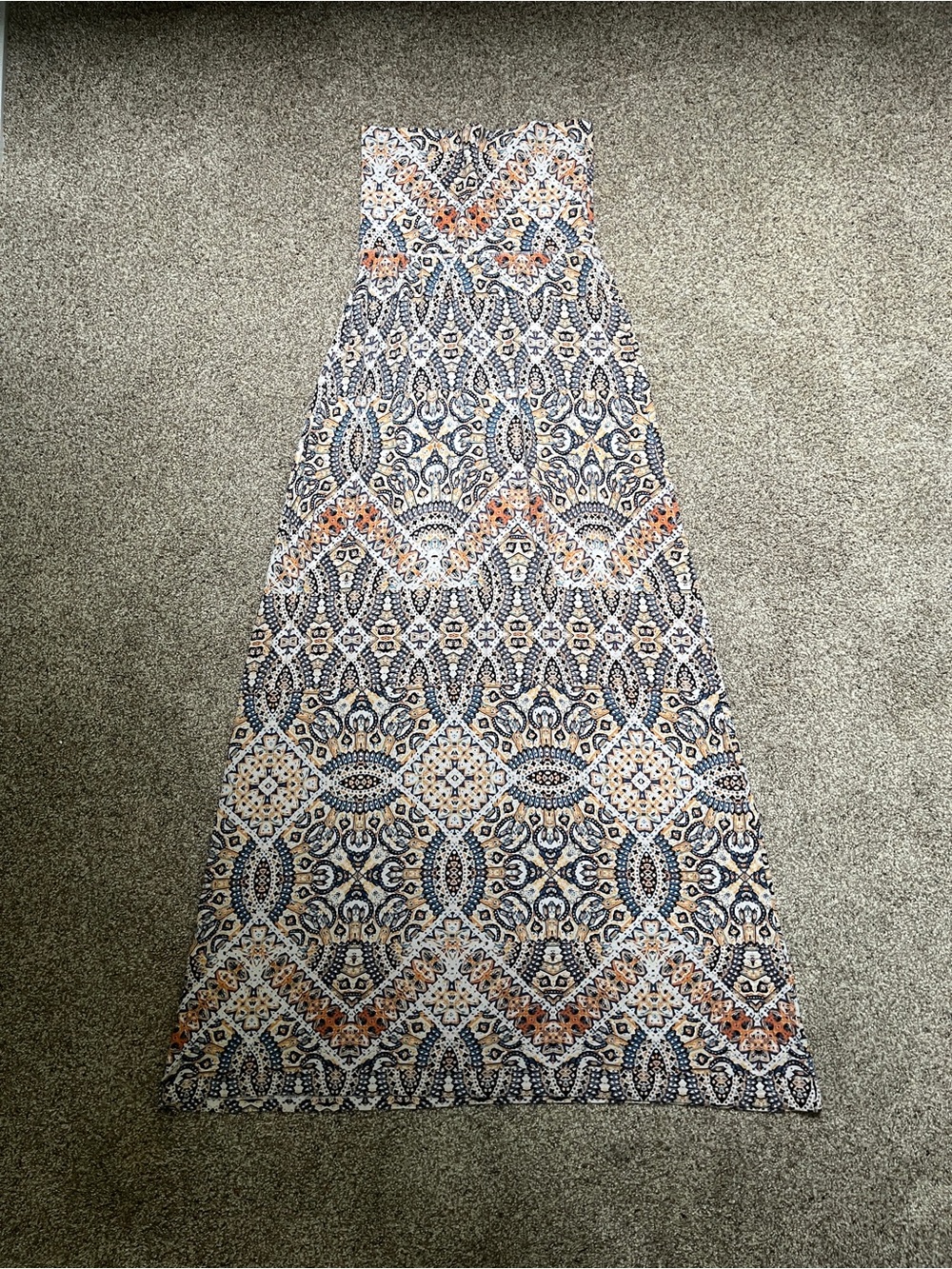 Cynthia Rowley Navy, Orange & Cream Geometric Maxi Skirt